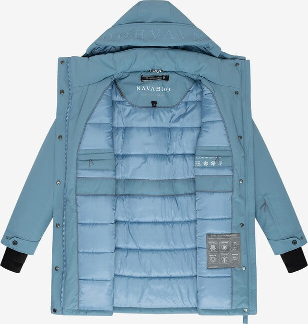 Navahoo FROSTKUSS 14 jakna za na prostem zimska ženski s odklopljivo kapuco in pasom, powder blue