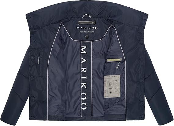 Marikoo Jalliaa Women's Short Winter Jacket with High Collar, Navy Blue
