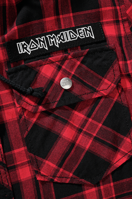 Brandit Iron Maiden srajca s kapuco Eddy, temno rdeča in črna