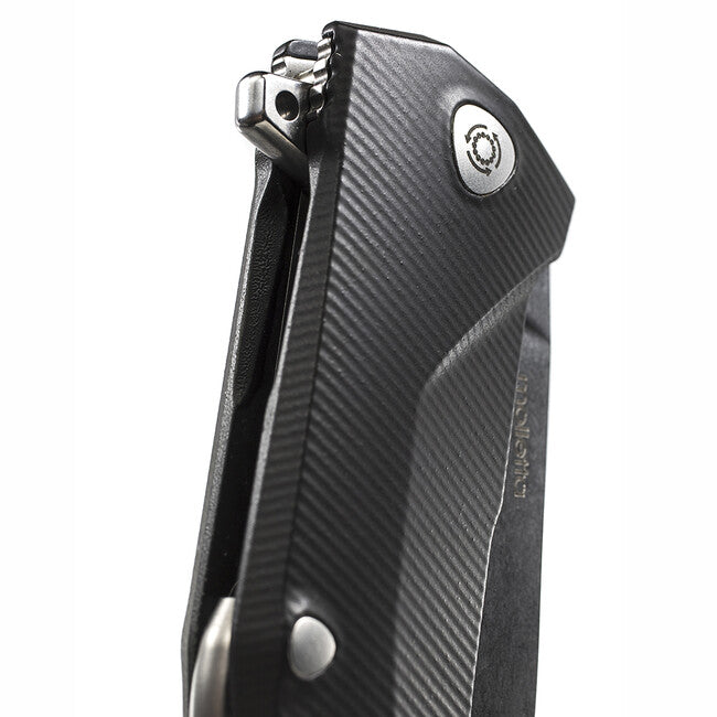 Lionsteel KUR žepni nož s rezilom Sleipner BK, zelo robusten, črn