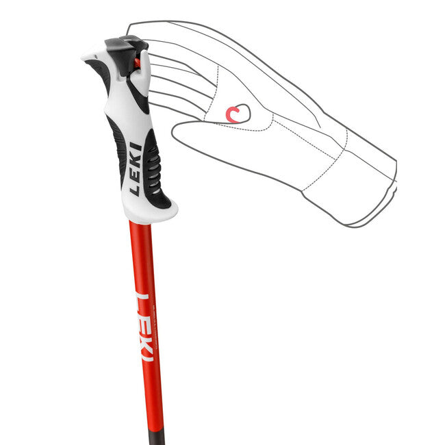LEKI Bold S Ski Poles, Dark Anthracite-Bright Red-White