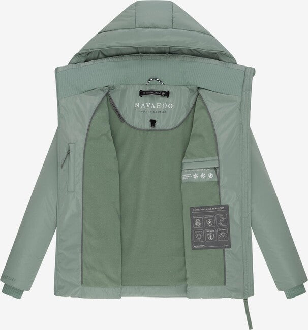 Navahoo Women's Winter Jacket FLÜSTERFEE 14 with Large Hood, Smokey Mint