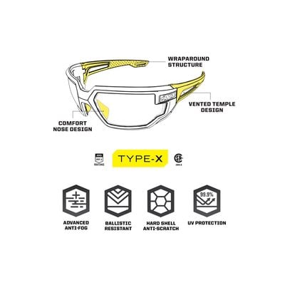 Mechanix Type X taktična očala, črn okvir, jasna leča