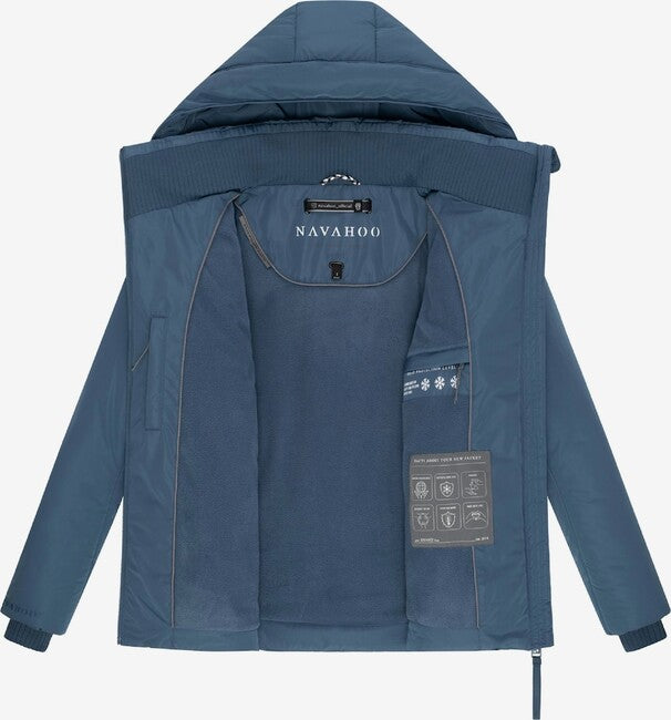 Navahoo Women's Winter Jacket FLÜSTERFEE 14 with Large Hood, Dusty Blue