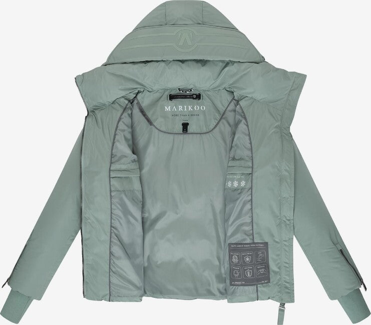 Marikoo Aleyna16 Women's Winter Jacket with Hood, Smokey Mint