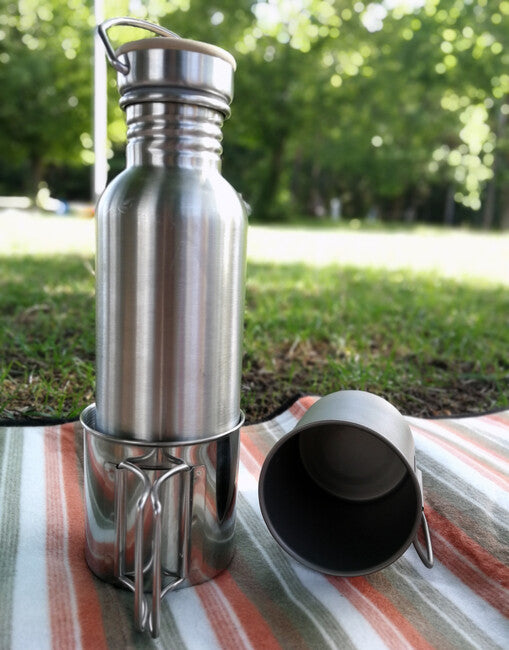 BasicNature Space Safer Mini lonček iz nerjavečega jekla s preklopnim ročajem 0,35 l