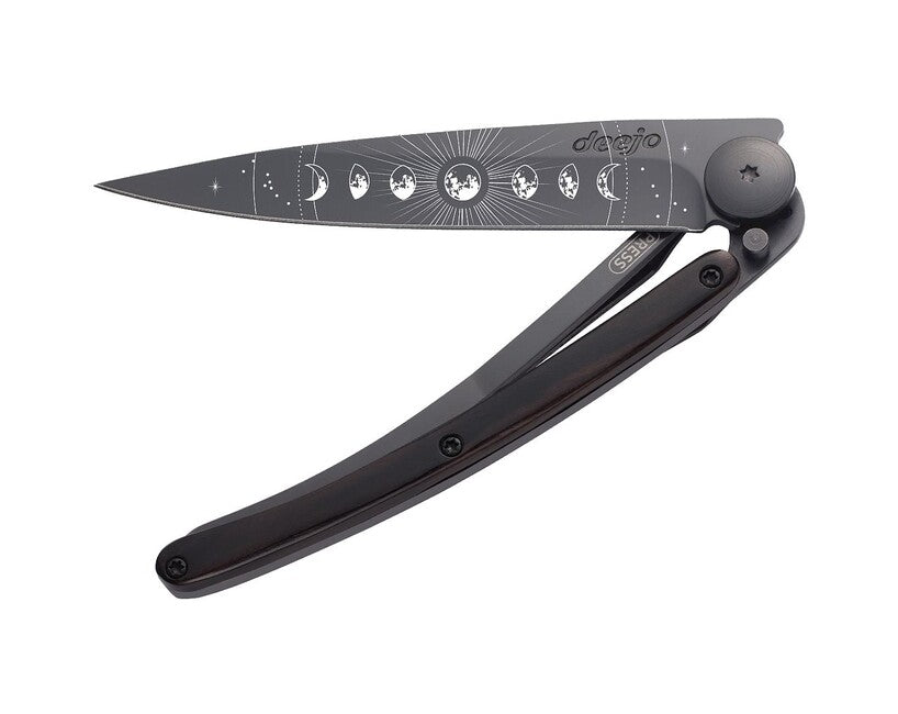 Deejo Tattoo preklopni nož Black ebony wood, Moon Phase