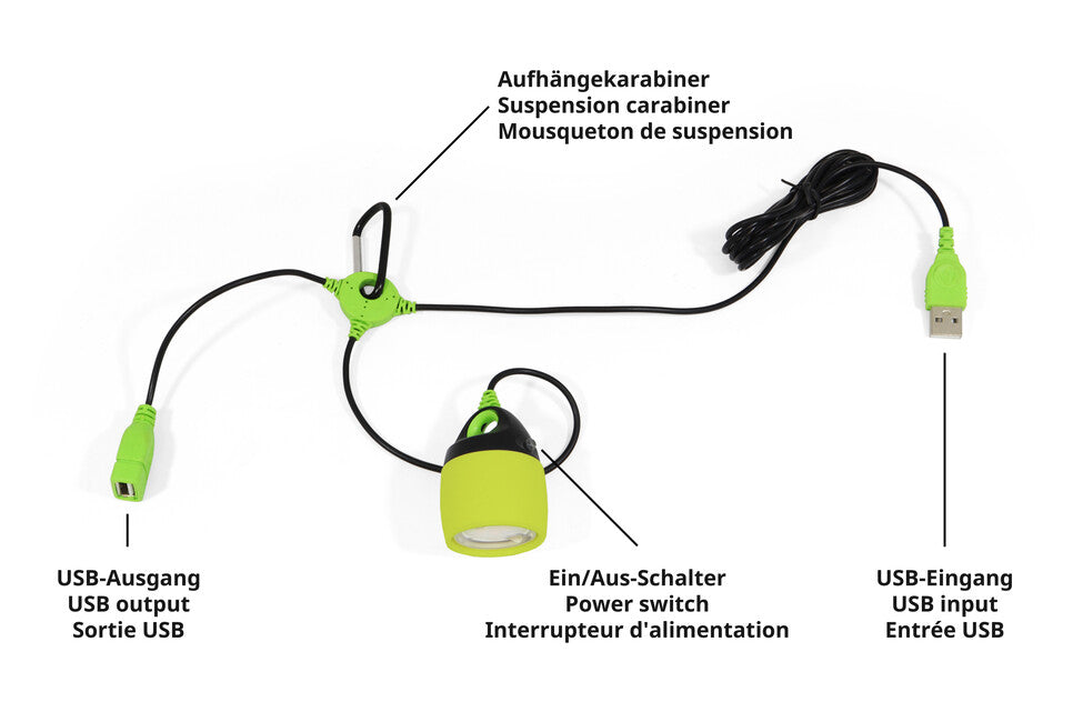 Origin Outdoors Connectable LED svetilka, rumeno-zelena, 200 lumnov, topla bela