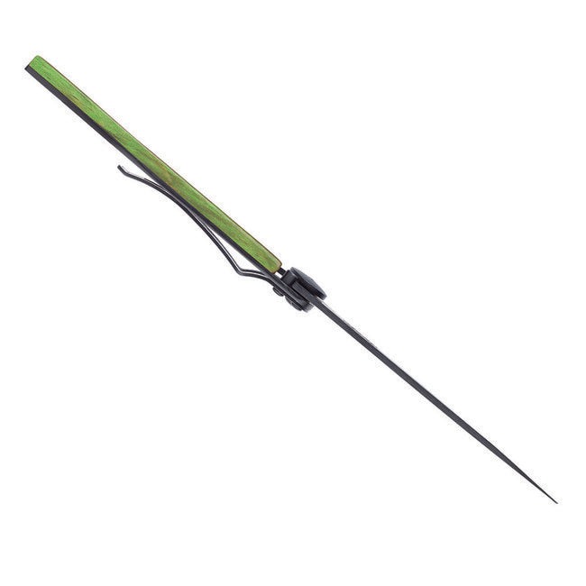 Deejo Black Tattoo Folding Knife, Green Beech Versailles