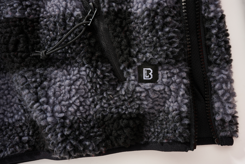 Brandit Teddyfleece Worker flisasti pulover, črna/siva
