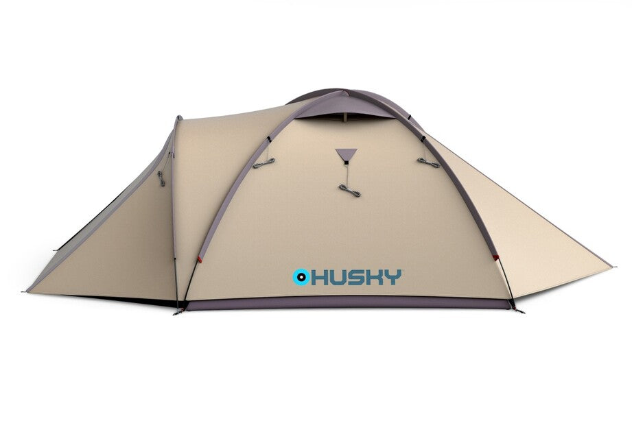 Husky Bizon 3 Plus family trekking tent for 3 persons, light brown