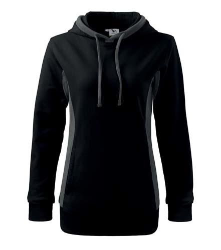 Malfini Kangaroo pulover ženski 280g/m2, črno-siva