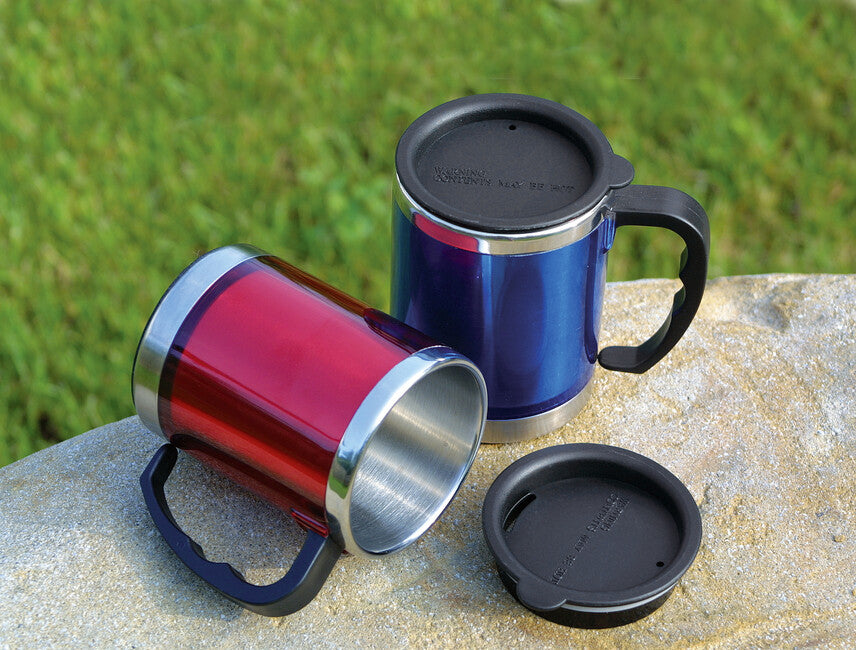 BasicNature MUG lonček iz nerjavečega jekla, rdeč, 0,42 l