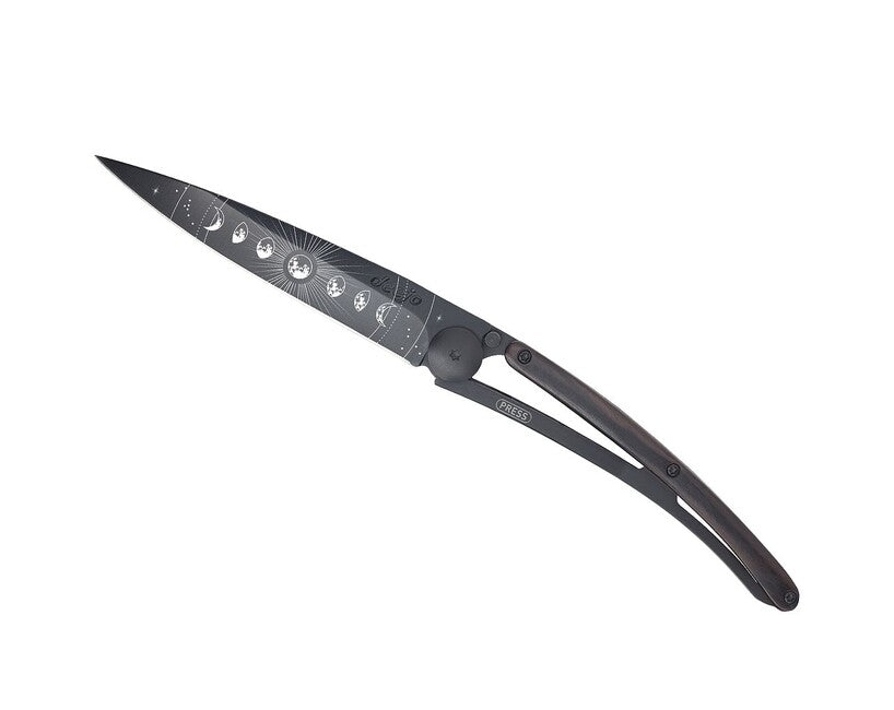 Deejo Tattoo preklopni nož Black ebony wood, Moon Phase