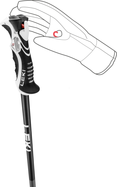 LEKI Bold Lite S Ski Poles, Dark Anthracite-Bright Red-Black