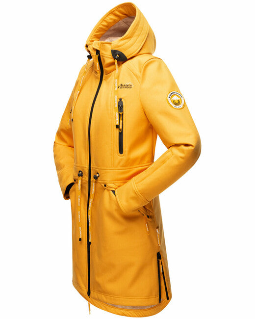 Marikoo Racquelle softshell jakna ženski s kapuco, amber yellow