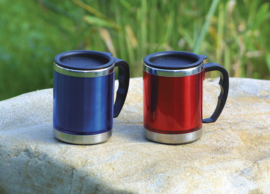BasicNature MUG kozarec iz nerjavečega jekla, moder, 0,42 l