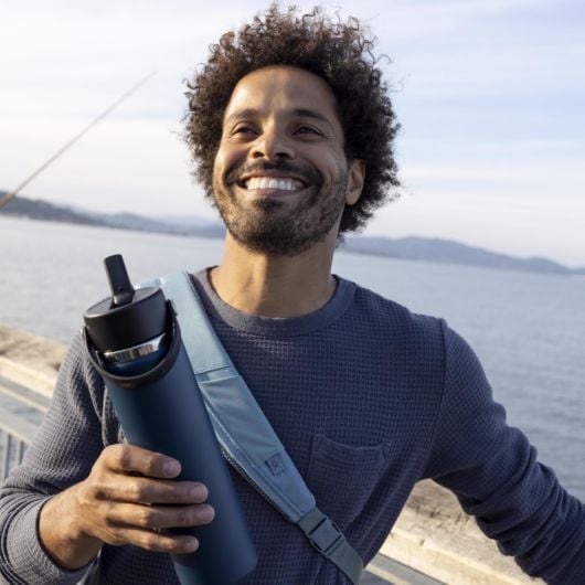 Hydro Flask Θερμός Wide Mouth Flex Straw Cap 24 OZ 710 ml, Ινδικό Μπλε