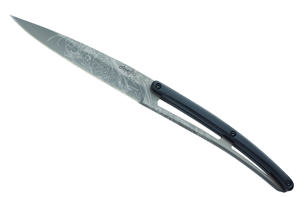 Deejo komplet 6 steakovih nožev s titanium površino Paperstone design Blossom
