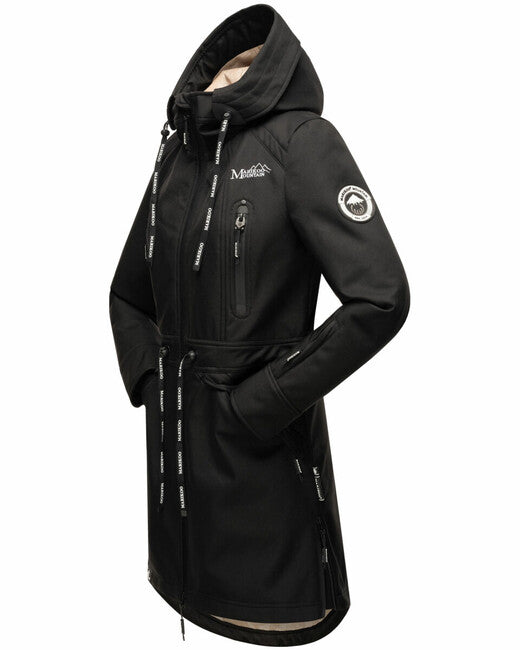 Marikoo Racquelle softshell jakna ženski s kapuco, črna