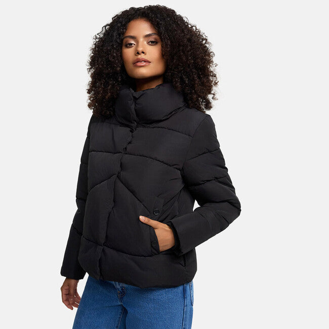 Marikoo Jalliaa Women's Short Winter Jacket with High Collar, Black
