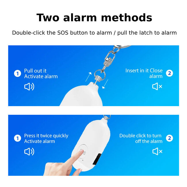 W&G SHIELD SOS Waterproof Personal Alarm with LED Light and Activation Button, White
