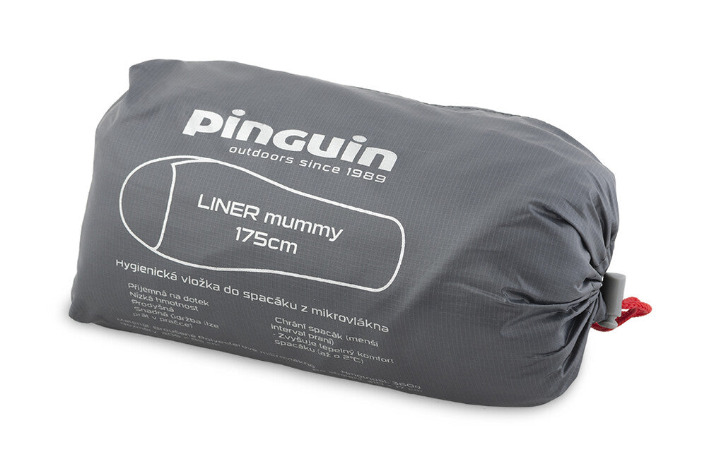 Pinguin Hygienical Sleeping Bag Liner Mummy, Grey, 195cm
