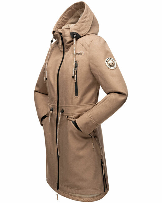 Marikoo Racquelle softshell jakna ženski s kapuco, taupe grey