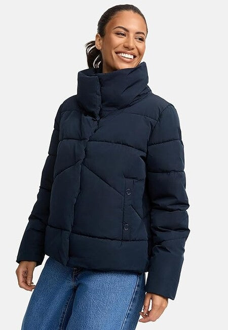 Marikoo Jalliaa Women's Short Winter Jacket with High Collar, Navy Blue