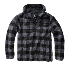 Brandit Teddyfleece Worker flisasti pulover, črna/siva
