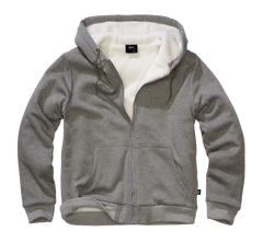 Brandit Sweatjacket men's sweatshirt with warm lining Teddylining, dark grey melange