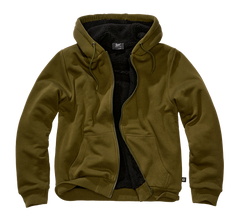 Brandit Sweatjacket men's sweatshirt with warm lining Teddylining, olive