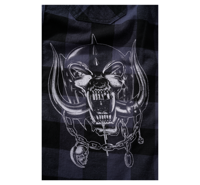 Brandit Motörhead Check srajca z dolgimi rokavi, črna-siva