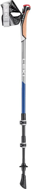 LEKI Traveller Carbon Nordic Walking Poles, Navy Blue Dark Metallic-Light Anthracite-White, 90-130 cm