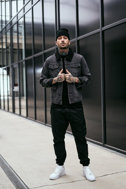 Brandit Sherpa denim jakna s krznom, črna