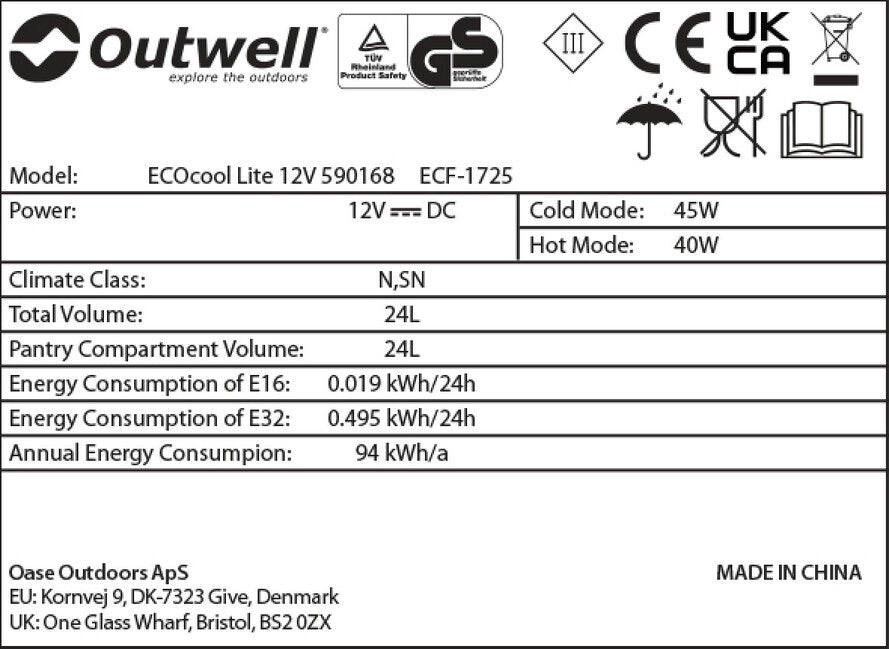 Outwell ECOcool Lite 24 kampinški hladilnik 12V, temno moder