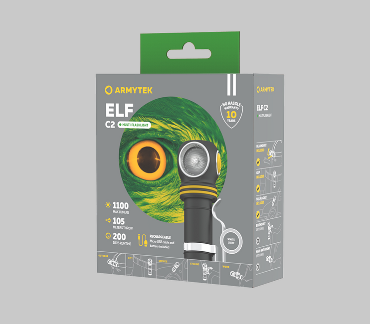 ArmyTek Elf C2 LED ročna svetilka studeno bela, napajanje iz akumulatorja, 1100 lm, 4800 h, 65 g