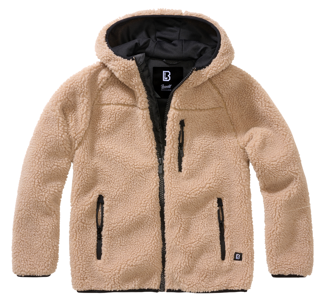 Brandit Teddyfleece detská bunda s kapucňou, camel
