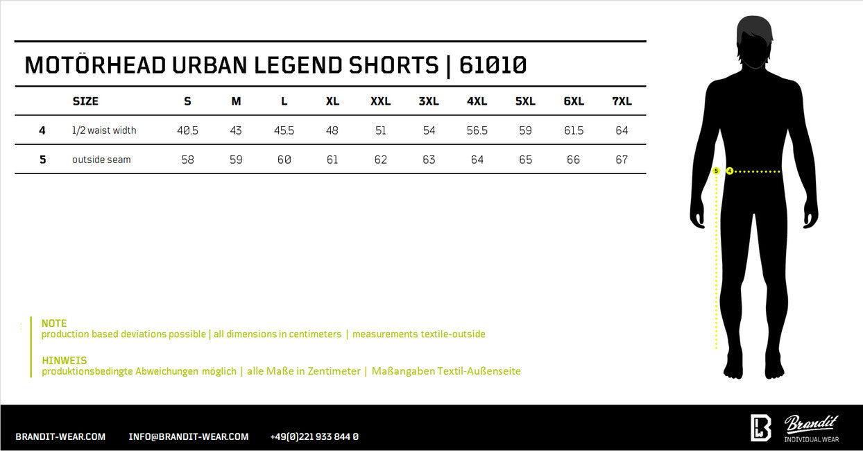 Brandit Motörhead Urban Legend Shorts, Black