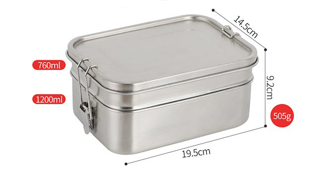 Origin Outdoors Deluxe Double Box termobox za kosilo nerjaveče jeklo, 1,9 l