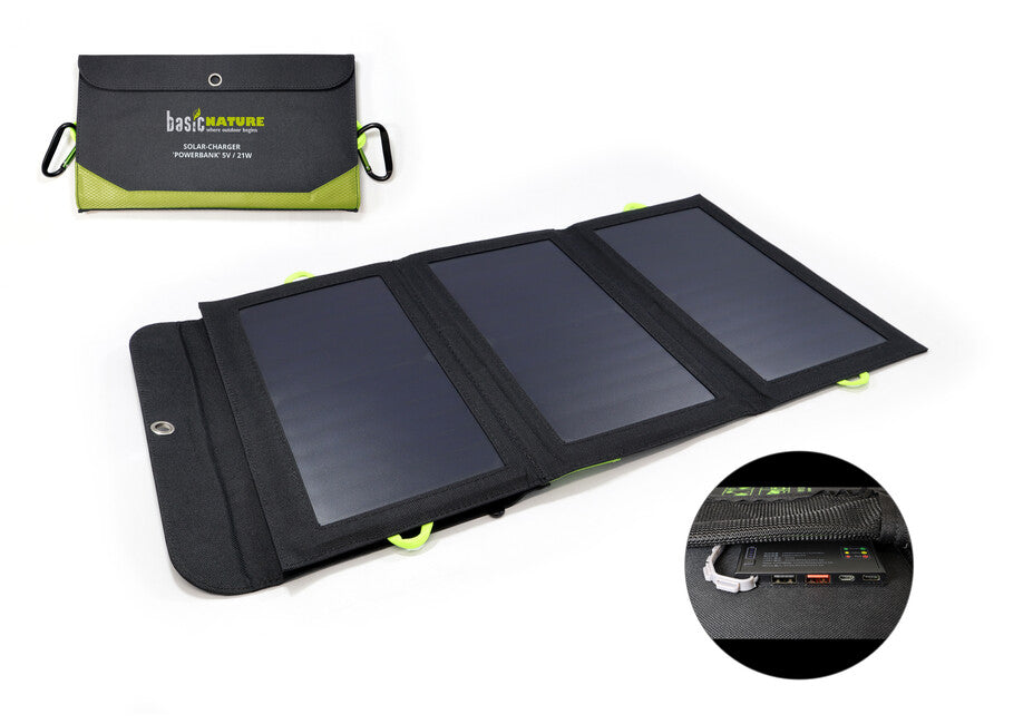 BasicNature solarni polnilnik Powerbank 5V / 21W