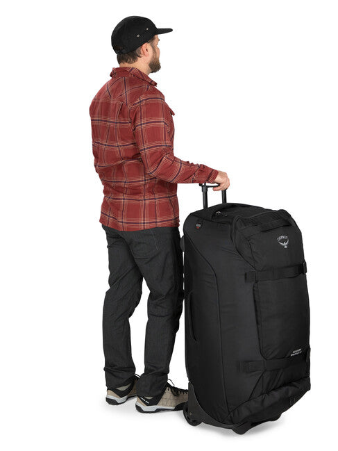 OSPREY SHUTTLE 130 potna torba na kolesih, črna