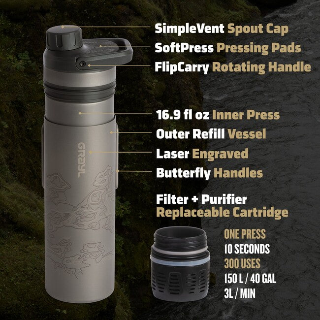 GRAYL UltraPress™ Purifier filtrirna steklenica Titanium, črna