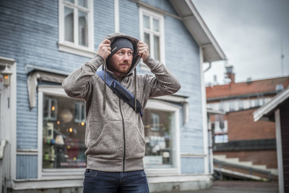 Helikon-Tex Covert pulover s kapuco (FullZip), modra melanž