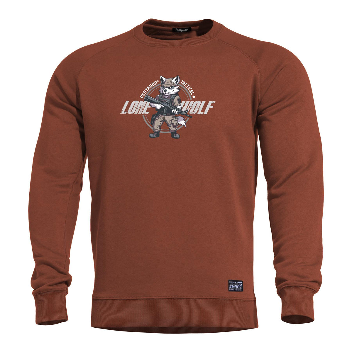 Pentagon Lone Wolf ανδρικό φούτερ χωρίς κουκούλα, maroon red