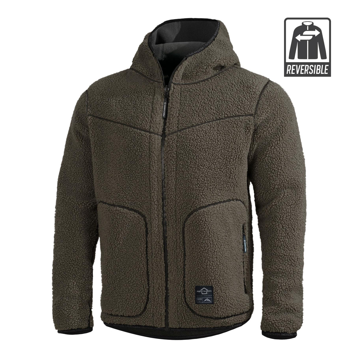Pentagon Ianos Sherpa men's reversible fleece jacket, dark green/black