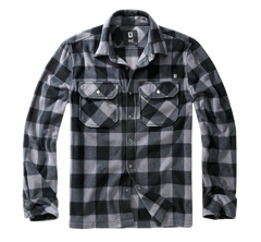 Brandit Jeff Fleece Shirt Long Sleeves, Black/Grey