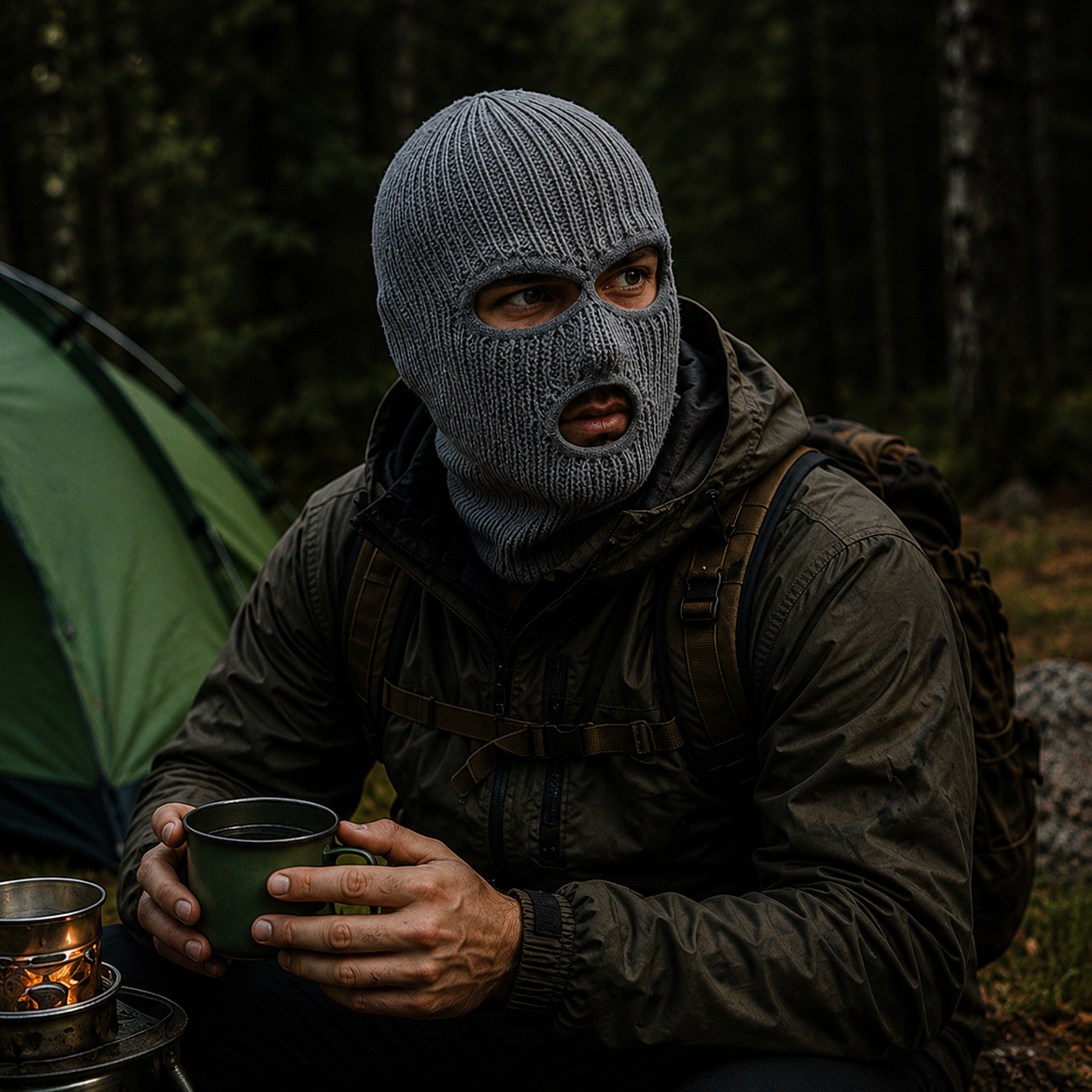WARAGOD Isvik balaclava with 3 holes, grey