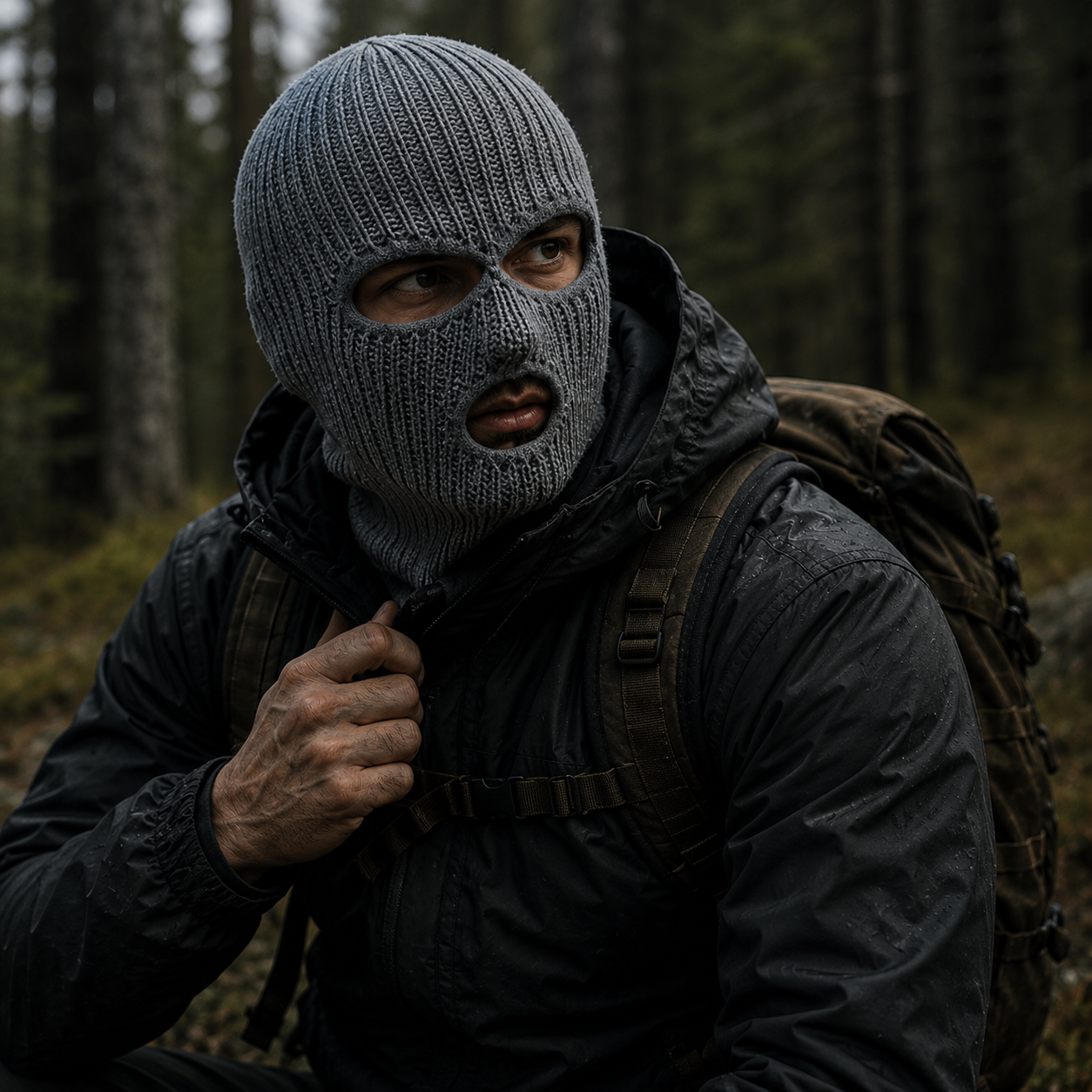 WARAGOD Isvik balaclava with 3 holes, grey