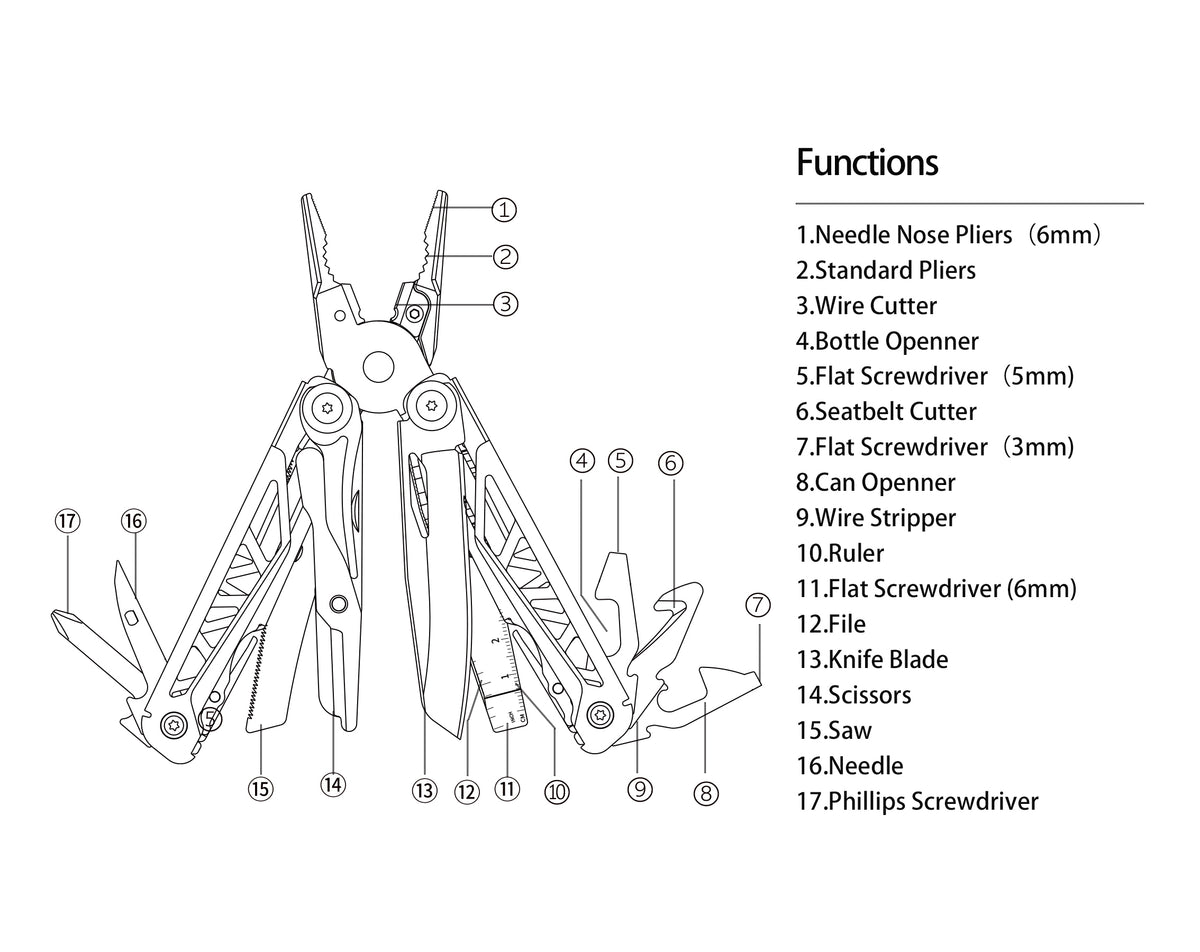 Leguon Tenax multifunctional pliers 16-in-1, silver